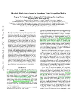 Heuristic Black-box Adversarial Attacks on Video Recognition Models