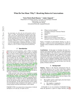 What Do You Mean `Why?': Resolving Sluices in Conversations