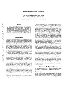 Online Fair Division: A Survey