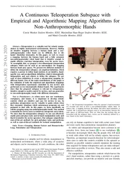 A Continuous Teleoperation Subspace with Empirical and Algorithmic
  Mapping Algorithms for Non-Anthropomorphic Hands