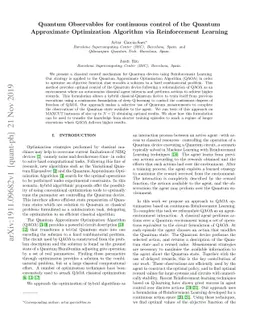 Quantum Observables for continuous control of the Quantum Approximate
  Optimization Algorithm via Reinforcement Learning
