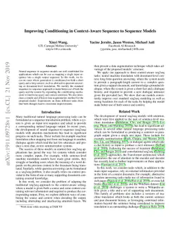 Improving Conditioning in Context-Aware Sequence to Sequence Models
