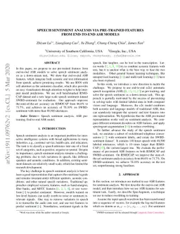 Speech Sentiment Analysis via Pre-trained Features from End-to-end ASR
  Models
