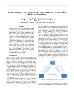 Parallel Distributed Logistic Regression for Vertical Federated Learning
  without Third-Party Coordinator