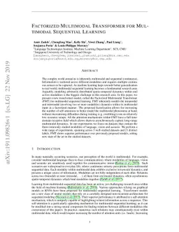 Factorized Multimodal Transformer for Multimodal Sequential Learning