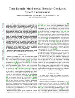 Time-Domain Multi-modal Bone/air Conducted Speech Enhancement