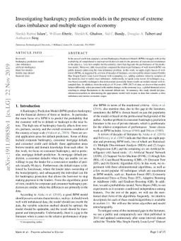 Investigating bankruptcy prediction models in the presence of extreme
  class imbalance and multiple stages of economy