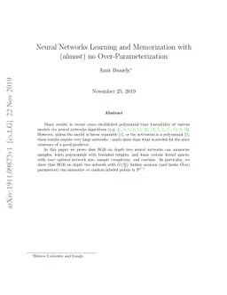 Neural Networks Learning and Memorization with (almost) no
  Over-Parameterization