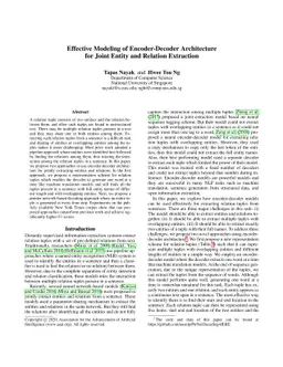 Effective Modeling of Encoder-Decoder Architecture for Joint Entity and
  Relation Extraction