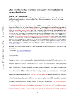 Class-specific residual constraint non-negative representation for
  pattern classification