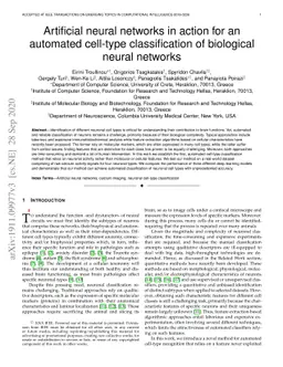 Artificial neural networks in action for an automated cell-type
  classification of biological neural networks