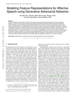 Modeling Feature Representations for Affective Speech using Generative
  Adversarial Networks