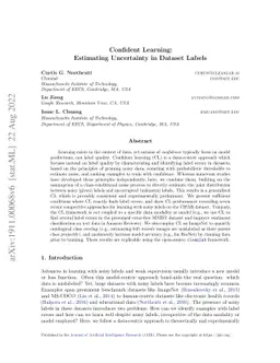 Confident Learning: Estimating Uncertainty in Dataset Labels