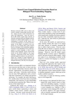 Neural Cross-Lingual Relation Extraction Based on Bilingual Word
  Embedding Mapping