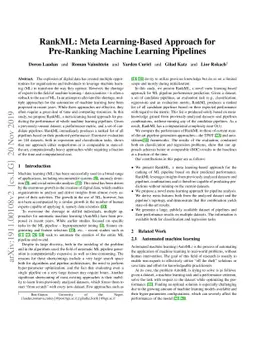 RankML: a Meta Learning-Based Approach for Pre-Ranking Machine Learning
  Pipelines