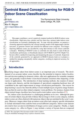 Centroid Based Concept Learning for RGB-D Indoor Scene Classification