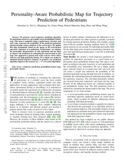 Personality-Aware Probabilistic Map for Trajectory Prediction of
  Pedestrians