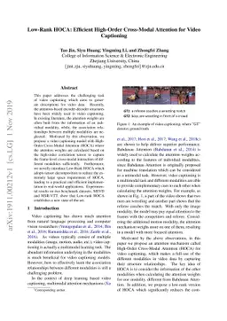 Low-Rank HOCA: Efficient High-Order Cross-Modal Attention for Video
  Captioning