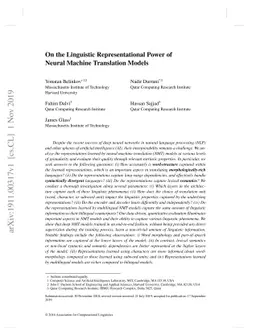 On the Linguistic Representational Power of Neural Machine Translation
  Models