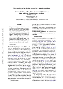 Ensembling Strategies for Answering Natural Questions