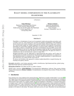 Exact model comparisons in the plausibility framework