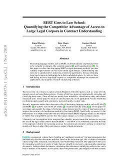 BERT Goes to Law School: Quantifying the Competitive Advantage of Access
  to Large Legal Corpora in Contract Understanding