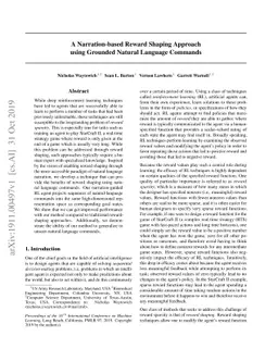A Narration-based Reward Shaping Approach using Grounded Natural
  Language Commands