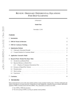 Review: Ordinary Differential Equations For Deep Learning
