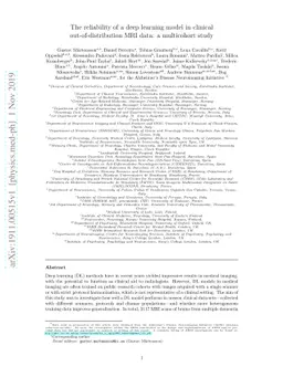 The reliability of a deep learning model in clinical out-of-distribution
  MRI data: a multicohort study