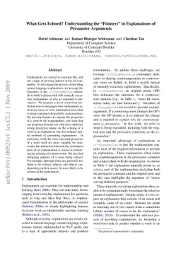 What Gets Echoed? Understanding the "Pointers" in Explanations of
  Persuasive Arguments