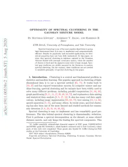 Optimality of Spectral Clustering in the Gaussian Mixture Model