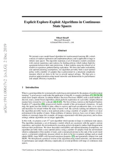 Explicit Explore-Exploit Algorithms in Continuous State Spaces