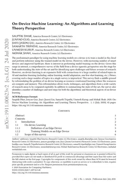 On-Device Machine Learning: An Algorithms and Learning Theory
  Perspective