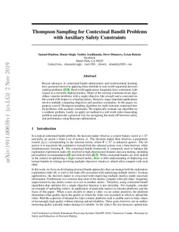Thompson Sampling for Contextual Bandit Problems with Auxiliary Safety
  Constraints