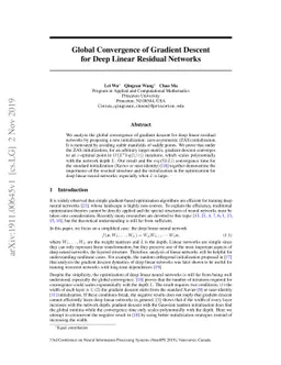 Global Convergence of Gradient Descent for Deep Linear Residual Networks