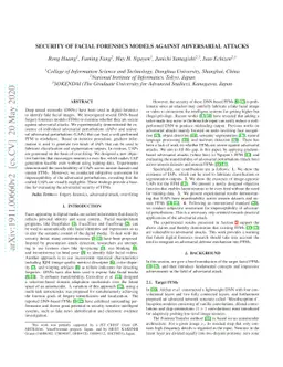 Security of Facial Forensics Models Against Adversarial Attacks