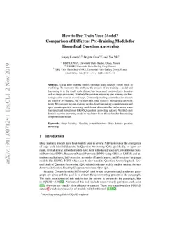 How to Pre-Train Your Model? Comparison of Different Pre-Training Models
  for Biomedical Question Answering