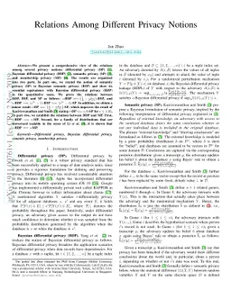 Relations among different privacy notions