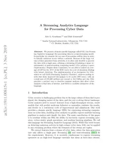 A Streaming Analytics Language for Processing Cyber Data