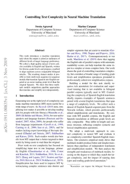 Controlling Text Complexity in Neural Machine Translation