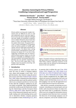 Question Answering for Privacy Policies: Combining Computational and
  Legal Perspectives