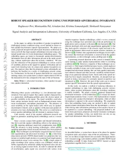 Robust speaker recognition using unsupervised adversarial invariance