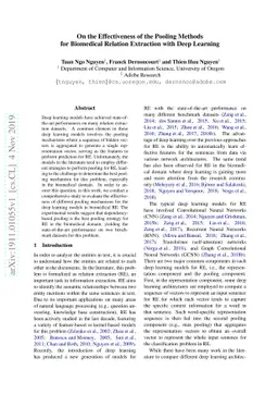 On the Effectiveness of the Pooling Methods for Biomedical Relation
  Extraction with Deep Learning