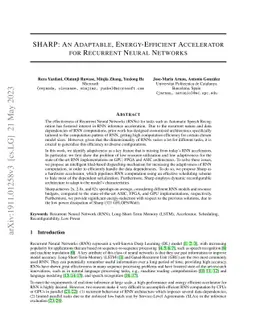 SHARP: An Adaptable, Energy-Efficient Accelerator for Recurrent Neural
  Network