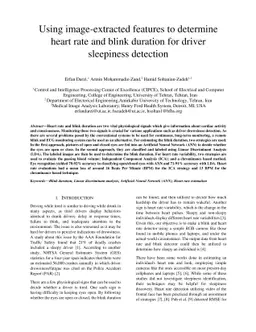 Using image-extracted features to determine heart rate and blink
  duration for driver sleepiness detection