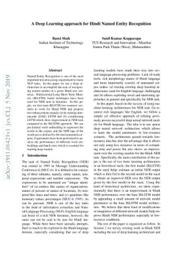 A Deep Learning approach for Hindi Named Entity Recognition