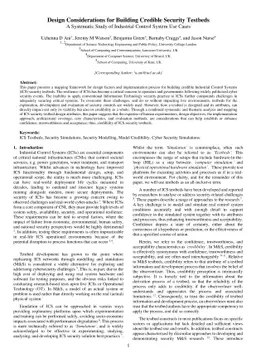 Design Considerations for Building Credible Security Testbeds: A
  Systematic Study of Industrial Control System Use Cases