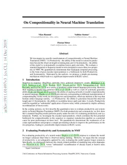 On Compositionality in Neural Machine Translation