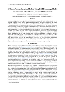 BAS: An Answer Selection Method Using BERT Language Model