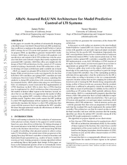 AReN: Assured ReLU NN Architecture for Model Predictive Control of LTI
  Systems